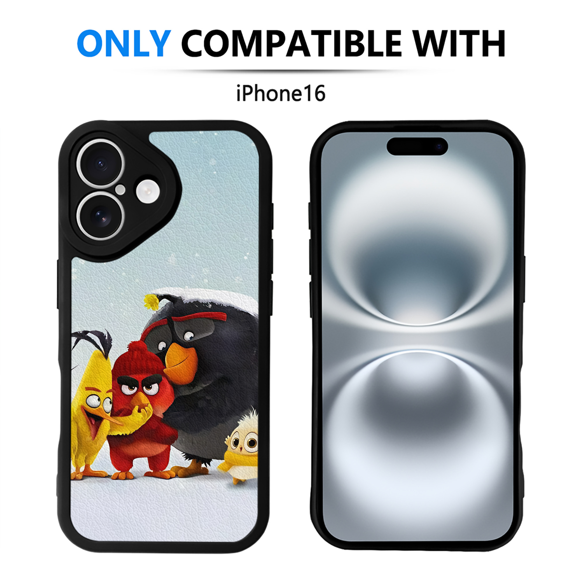 （画像用） Angry Birds アングリーバード 【iPhone 16シリーズ対応】シリコンスマホケース（レザー調） 材質：シリコン